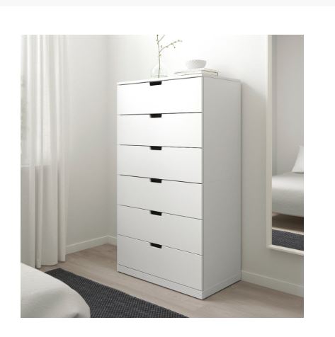 A White Drawer Unit.